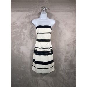 PAPER HEART Dress Womens‎ Size XS White Black Strapless A Line Stripe Resort